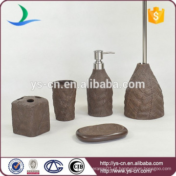 Promoção de vendas Forma de Folha Brown Ceramic Cheap Bath Set